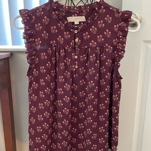 LOFT Burgundy sleeveless blouse SP